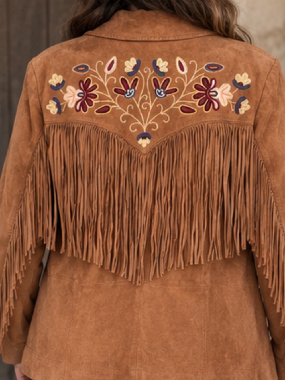 Vtg Cripple Creek Women’s XXL Leather Fringe Western Embroidered Jacket Boho